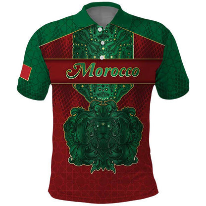 Personalized Morocco Polo Shirt Royal Lion Islam Patterns - African Pride