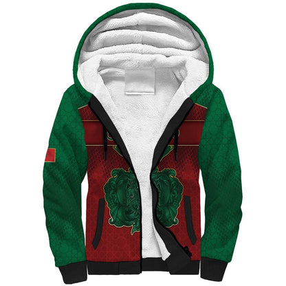 Personalized Morocco Sherpa Hoodie Royal Lion Islam Patterns - African Pride