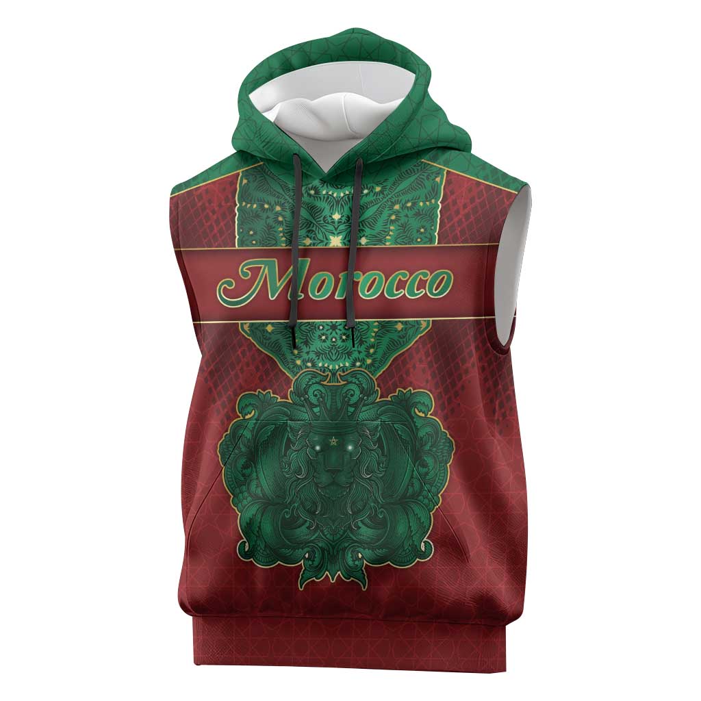 Personalized Morocco Sleeveless Hoodie Royal Lion Islam Patterns - African Pride