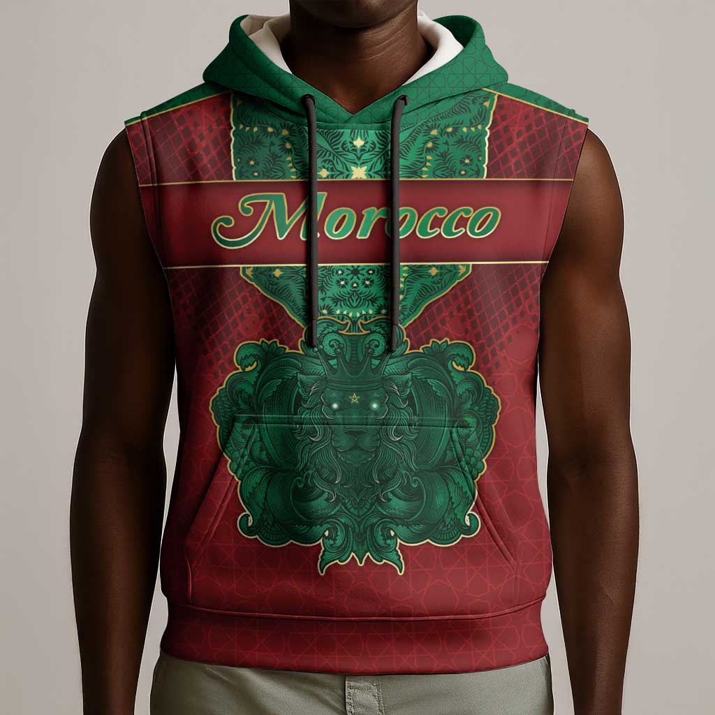 Personalized Morocco Sleeveless Hoodie Royal Lion Islam Patterns - African Pride