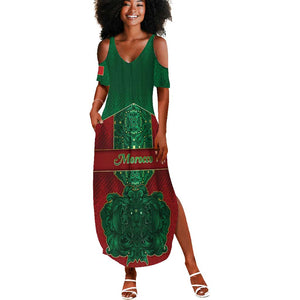 Personalized Morocco Summer Maxi Dress Royal Lion Islam Patterns - African Pride