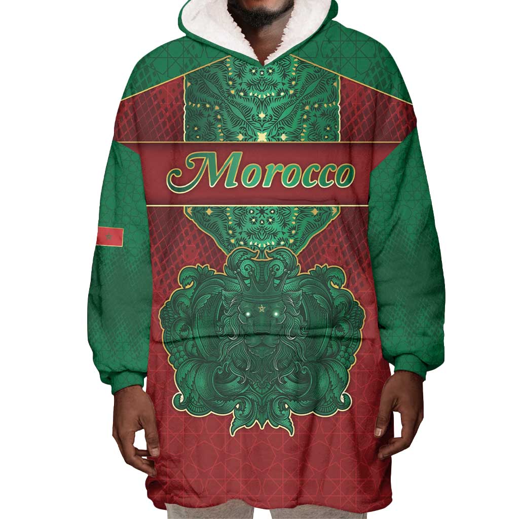 Personalized Morocco Wearable Blanket Hoodie Royal Lion Islam Patterns - African Pride