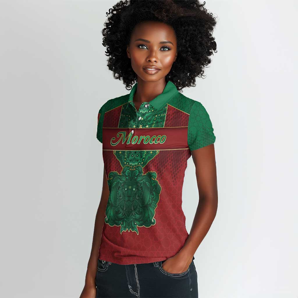 Personalized Morocco Women Polo Shirt Royal Lion Islam Patterns - African Pride