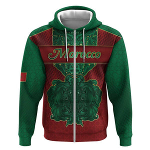 Personalized Morocco Zip Hoodie Royal Lion Islam Patterns - African Pride