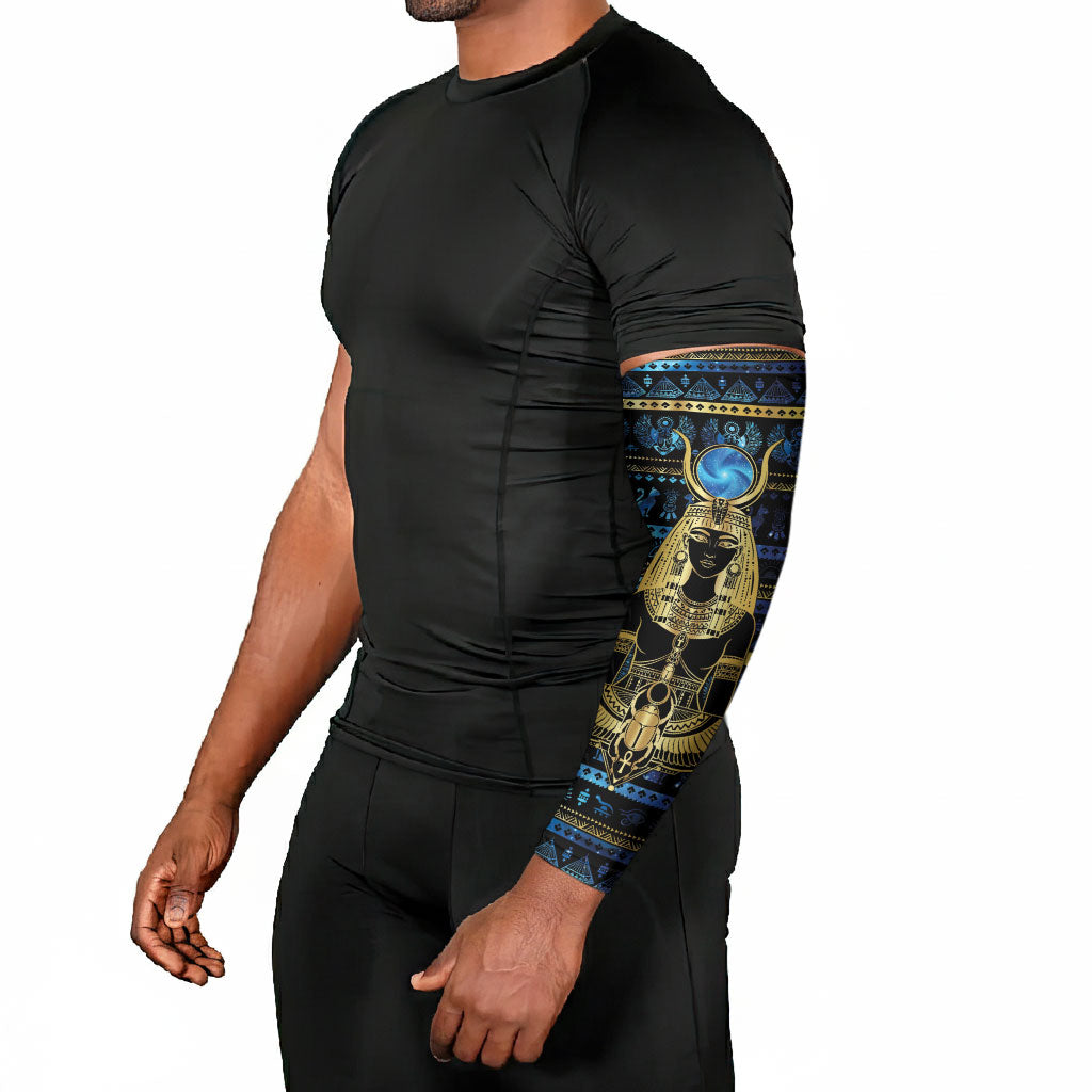 Egyptian Goddess Hathor Arm Sleeves Galaxy Ancient Mythology Sun Disk Cow Horn