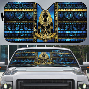 Egyptian Goddess Hathor Auto Sun Shade Galaxy Ancient Mythology Sun Disk Cow Horn