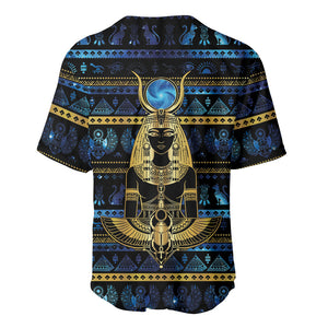 Egyptian Goddess Hathor Baseball Jersey Galaxy Ancient Mythology Sun Disk Cow Horn