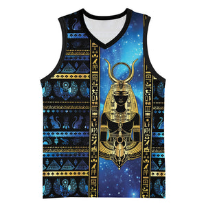 Egyptian Goddess Hathor Basketball Jersey Galaxy Ancient Mythology Sun Disk Cow Horn