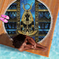 Egyptian Goddess Hathor Beach Blanket Galaxy Ancient Mythology Sun Disk Cow Horn