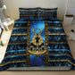 Egyptian Goddess Hathor Bedding Set Galaxy Ancient Mythology Sun Disk Cow Horn