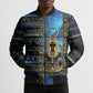 Egyptian Goddess Hathor Bomber Puffer Jacket Galaxy Ancient Mythology Sun Disk Cow Horn