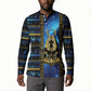 Egyptian Goddess Hathor Button Sweatshirt Galaxy Ancient Mythology Sun Disk Cow Horn