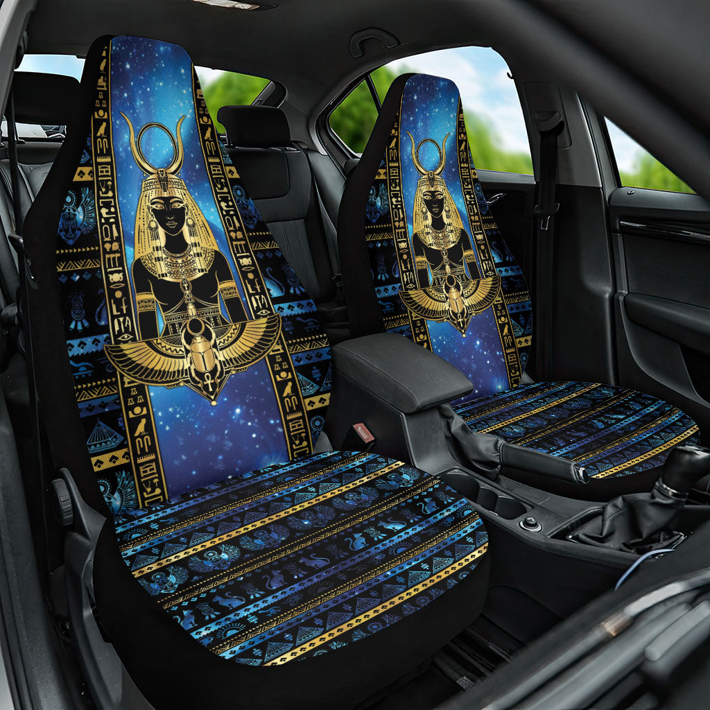 Egyptian Goddess Hathor Car Seat Cover Galaxy Ancient Mythology Sun Disk Cow Horn