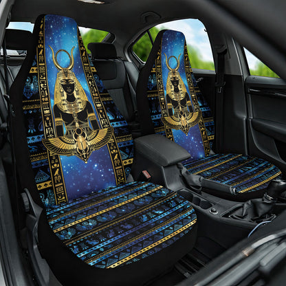 Egyptian Goddess Hathor Car Seat Cover Galaxy Ancient Mythology Sun Disk Cow Horn