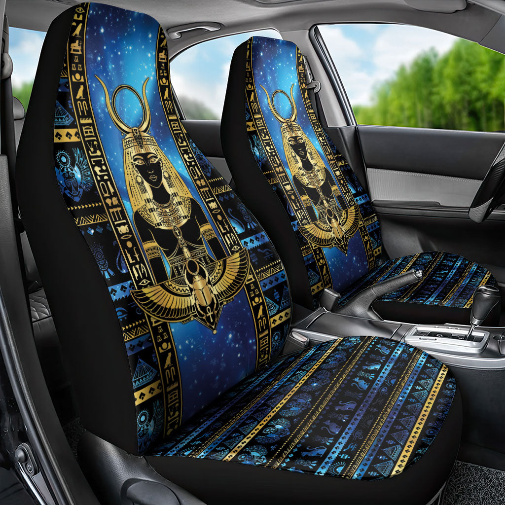 Egyptian Goddess Hathor Car Seat Cover Galaxy Ancient Mythology Sun Disk Cow Horn