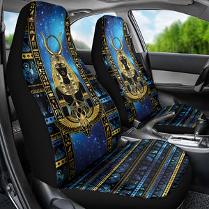 Egyptian Goddess Hathor Car Seat Cover Galaxy Ancient Mythology Sun Disk Cow Horn