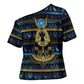Egyptian Goddess Hathor Cross Shoulder Shirt Galaxy Ancient Mythology Sun Disk Cow Horn
