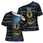 Egyptian Goddess Hathor Cross Shoulder Shirt Galaxy Ancient Mythology Sun Disk Cow Horn
