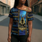 Egyptian Goddess Hathor Cross Shoulder Shirt Galaxy Ancient Mythology Sun Disk Cow Horn