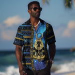 Egyptian Goddess Hathor Hawaiian Shirt Galaxy Ancient Mythology Sun Disk Cow Horn