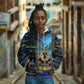 Egyptian Goddess Hathor Hoodie Galaxy Ancient Mythology Sun Disk Cow Horn