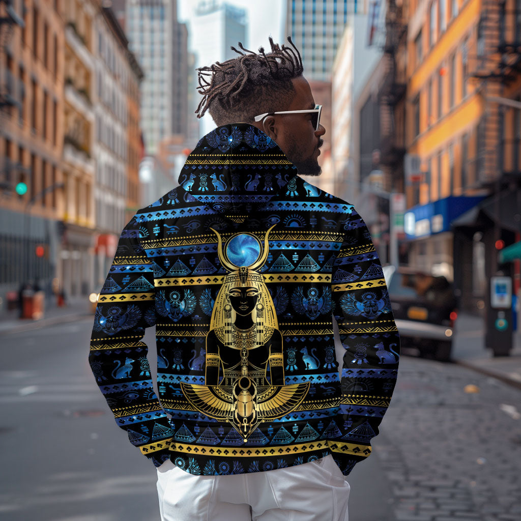 Egyptian Goddess Hathor Hoodie Galaxy Ancient Mythology Sun Disk Cow Horn