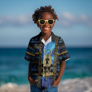 Egyptian Goddess Hathor Kid Hawaiian Shirt Galaxy Ancient Mythology Sun Disk Cow Horn