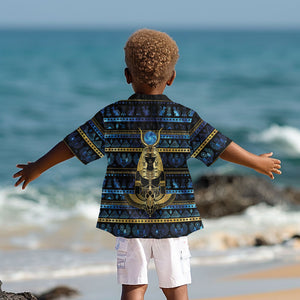 Egyptian Goddess Hathor Kid Hawaiian Shirt Galaxy Ancient Mythology Sun Disk Cow Horn