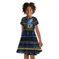 Egyptian Goddess Hathor Kid Short Sleeve Dress Galaxy Ancient Mythology Sun Disk Cow Horn