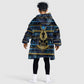 Egyptian Goddess Hathor Kid Wearable Blanket Hoodie Galaxy Ancient Mythology Sun Disk Cow Horn