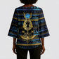 Egyptian Goddess Hathor Kimono Sleeve Blouse Galaxy Ancient Mythology Sun Disk Cow Horn