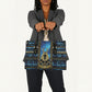 Egyptian Goddess Hathor Leather Bag Galaxy Ancient Mythology Sun Disk Cow Horn
