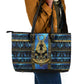 Egyptian Goddess Hathor Leather Tote Bag Galaxy Ancient Mythology Sun Disk Cow Horn