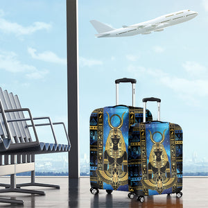 Egyptian Goddess Hathor Luggage Cover Galaxy Ancient Mythology Sun Disk Cow Horn
