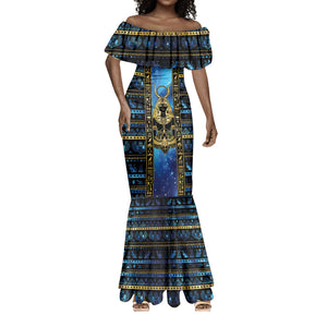 Egyptian Goddess Hathor Mermaid Dress Galaxy Ancient Mythology Sun Disk Cow Horn