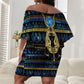 Egyptian Goddess Hathor Off Shoulder Short Dress Galaxy Ancient Mythology Sun Disk Cow Horn