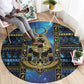 Egyptian Goddess Hathor Round Carpet Galaxy Ancient Mythology Sun Disk Cow Horn