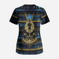 Egyptian Goddess Hathor Scrub Top Galaxy Ancient Mythology Sun Disk Cow Horn