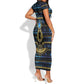 Egyptian Goddess Hathor Short Sleeve Bodycon Dress Galaxy Ancient Mythology Sun Disk Cow Horn