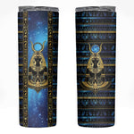 Egyptian Goddess Hathor Skinny Tumbler Galaxy Ancient Mythology Sun Disk Cow Horn