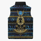 Egyptian Goddess Hathor Sleeveless Puffer Jacket Galaxy Ancient Mythology Sun Disk Cow Horn