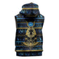 Egyptian Goddess Hathor Sleeveless Zip Hoodie Galaxy Ancient Mythology Sun Disk Cow Horn