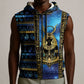 Egyptian Goddess Hathor Sleeveless Zip Hoodie Galaxy Ancient Mythology Sun Disk Cow Horn