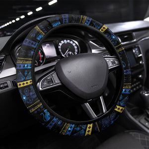 Egyptian Goddess Hathor Steering Wheel Cover Galaxy Ancient Mythology Sun Disk Cow Horn
