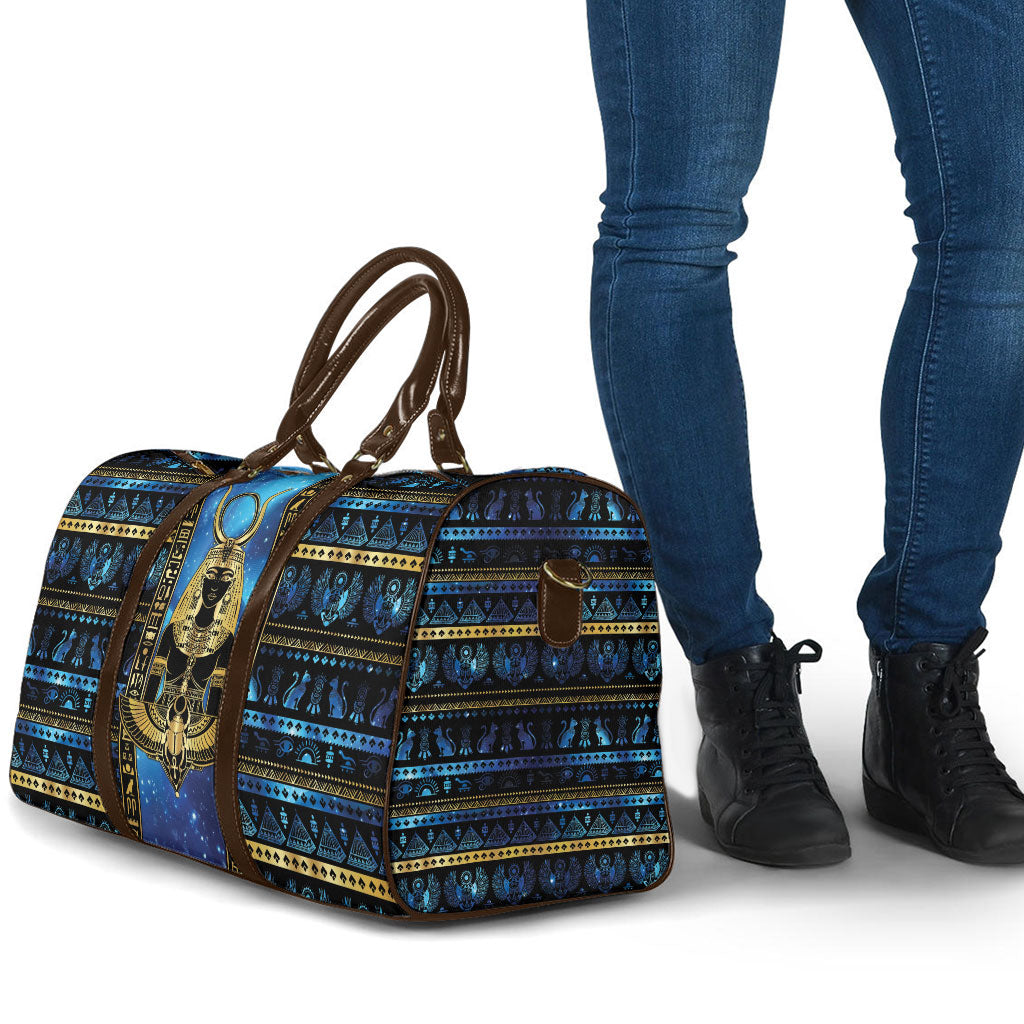 Egyptian Goddess Hathor Travel Bag Galaxy Ancient Mythology Sun Disk Cow Horn