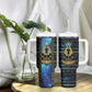 Egyptian Goddess Hathor Tumbler With Handle Galaxy Ancient Mythology Sun Disk Cow Horn