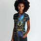 Egyptian Goddess Hathor Women Polo Shirt Galaxy Ancient Mythology Sun Disk Cow Horn
