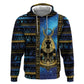 Egyptian Goddess Hathor Zip Hoodie Galaxy Ancient Mythology Sun Disk Cow Horn