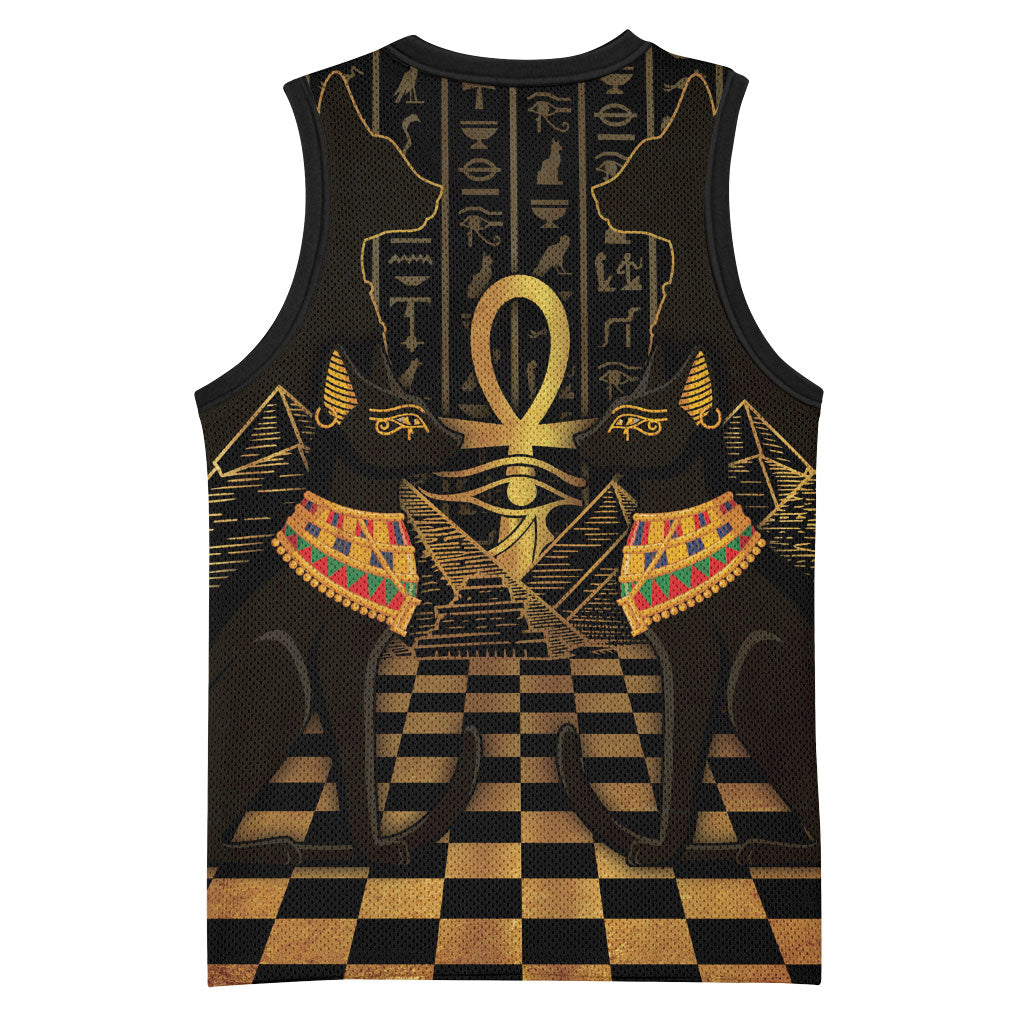 Egyptian Goddess Bastet Basketball Jersey Ancient Mythology Sacred Black Cat