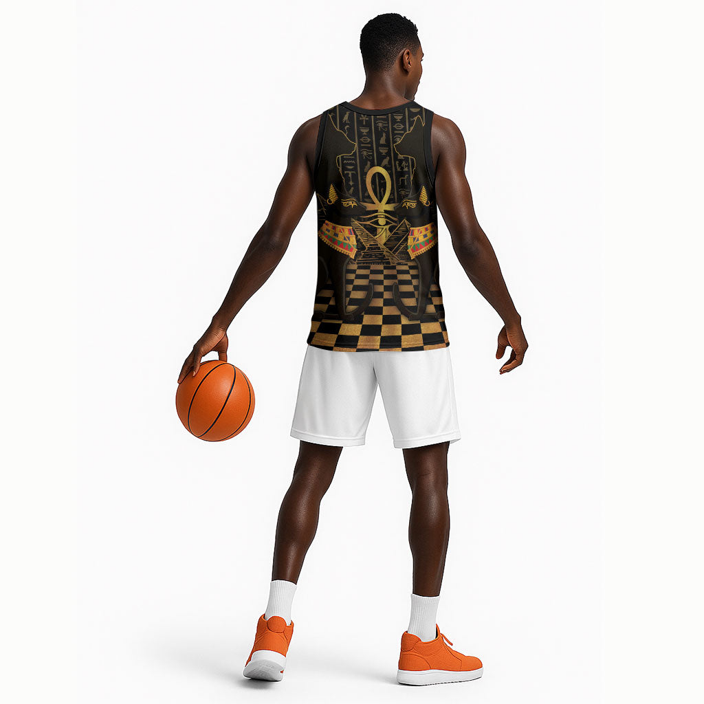 Egyptian Goddess Bastet Basketball Jersey Ancient Mythology Sacred Black Cat